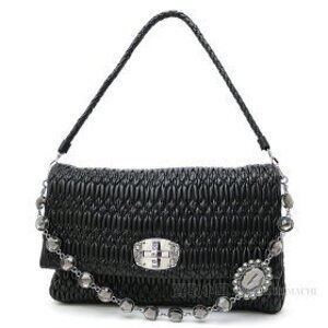 Miu Miu Nappa Crystal Nero Lambskin Bejeweled Chain Pochette Rhinestones